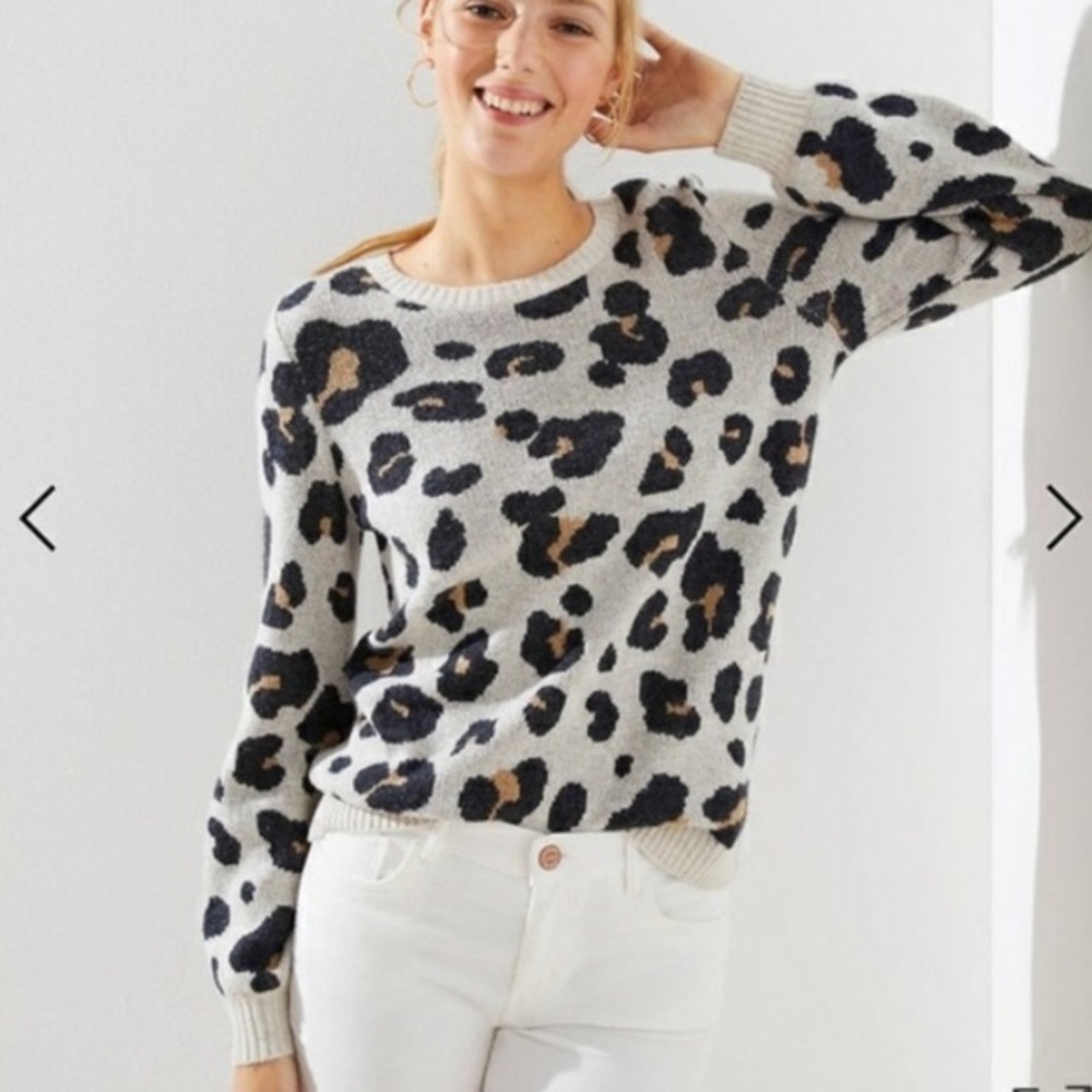 Loft leopard jacquard sweater